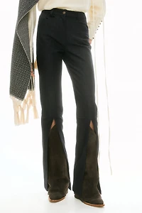 Flared Slit-Front Jeans