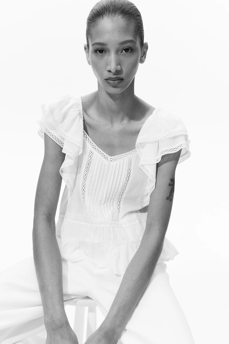 Lace-Trimmed Blouse