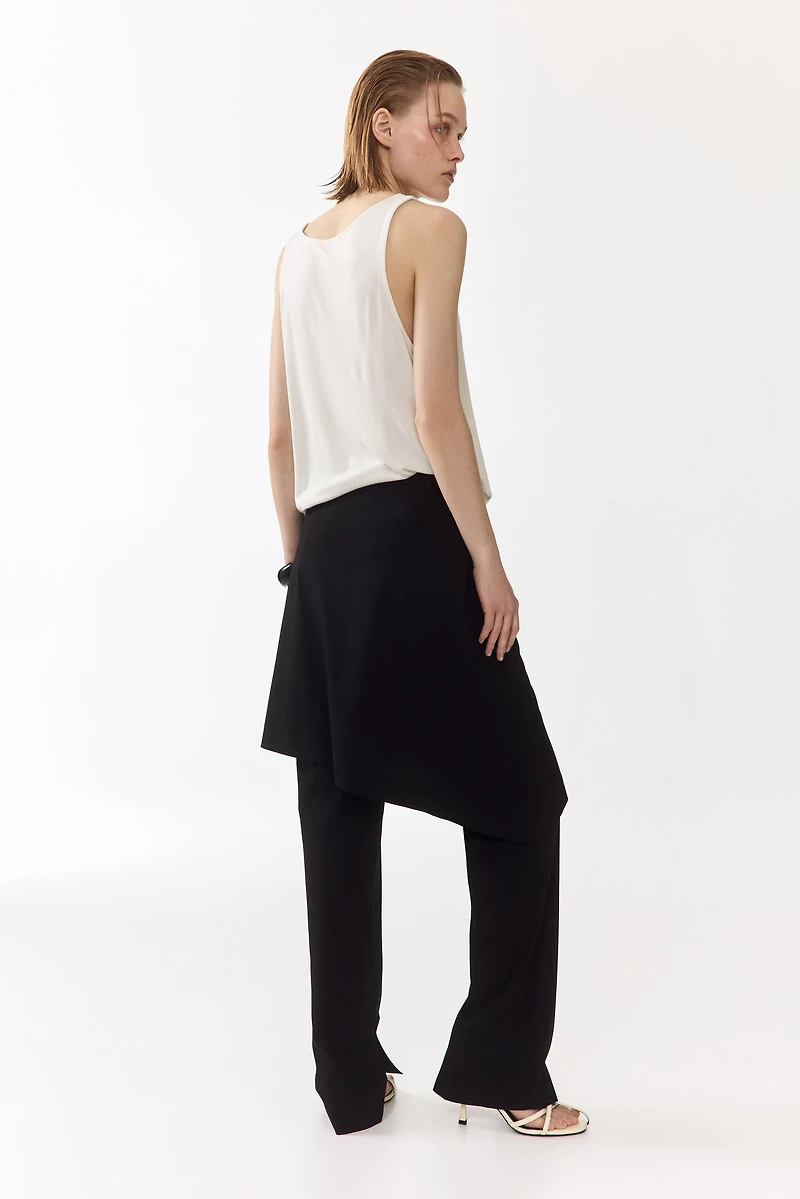 Straight Pants with Layered Skirt