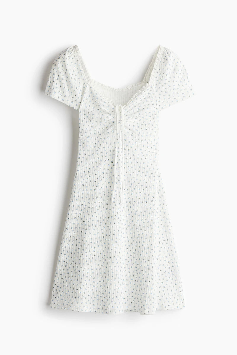 Lace-Trimmed Dress with Flared Skirt