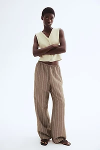 Straight linen-blend trousers