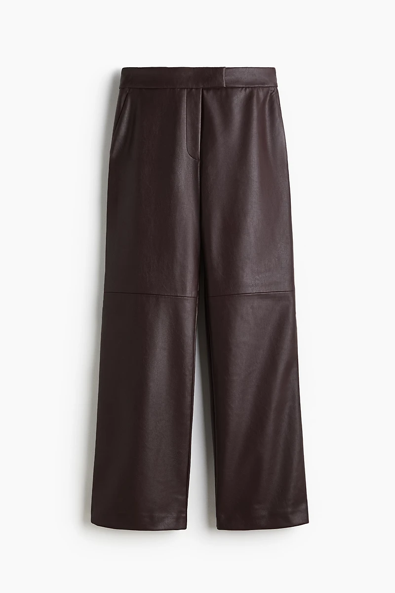 Pantalon à jambes droites en tissu enduit