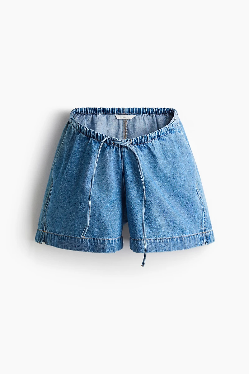 MAMA Drawstring Denim Shorts