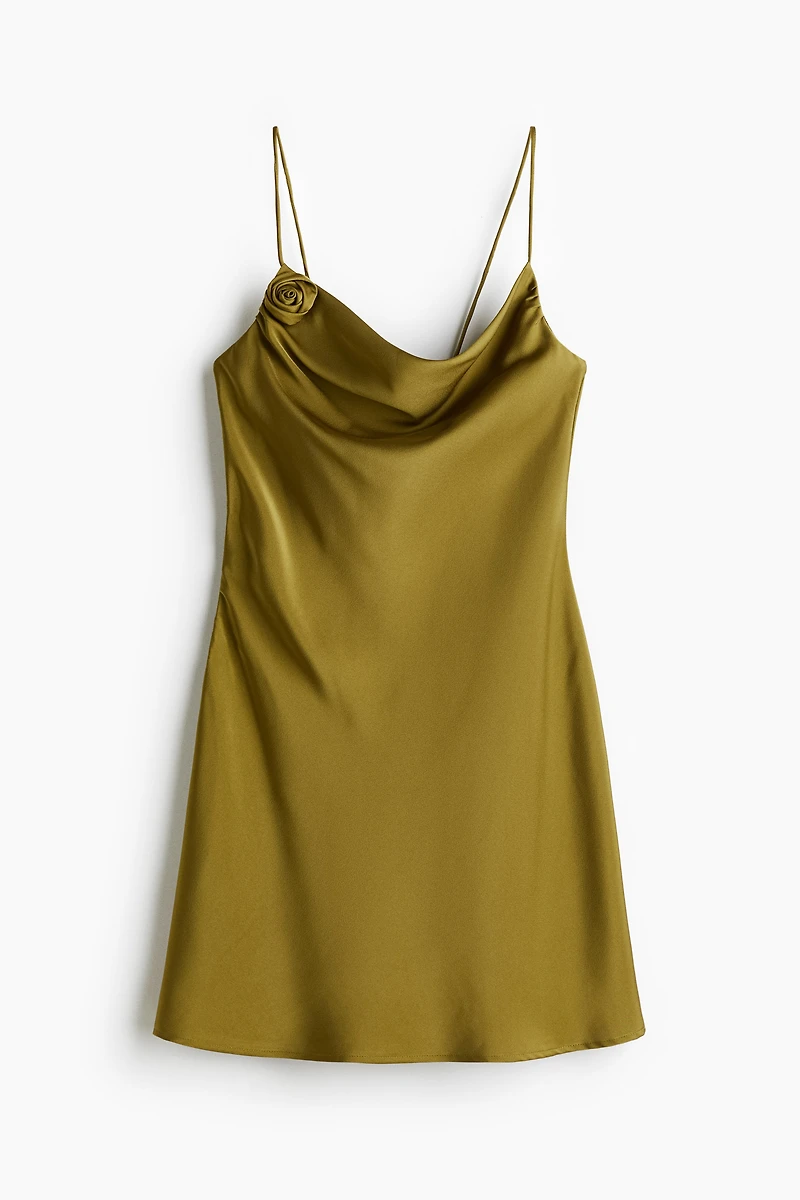 Tie-detail satin slip dress