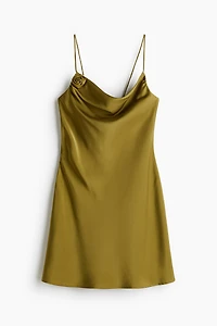 Tie-detail satin slip dress