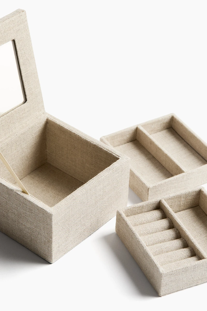 Two-Tier Linen Jewelry Box