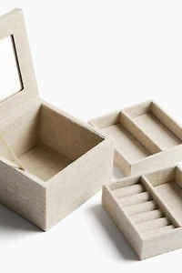Two-Tier Linen Jewelry Box