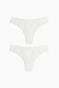 Lot de 2 culottes Thong sans coutures à dentelle