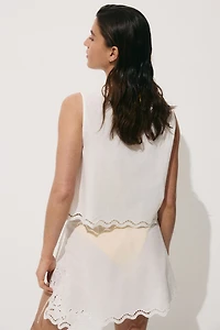 Tie-Front Cotton Beach Top