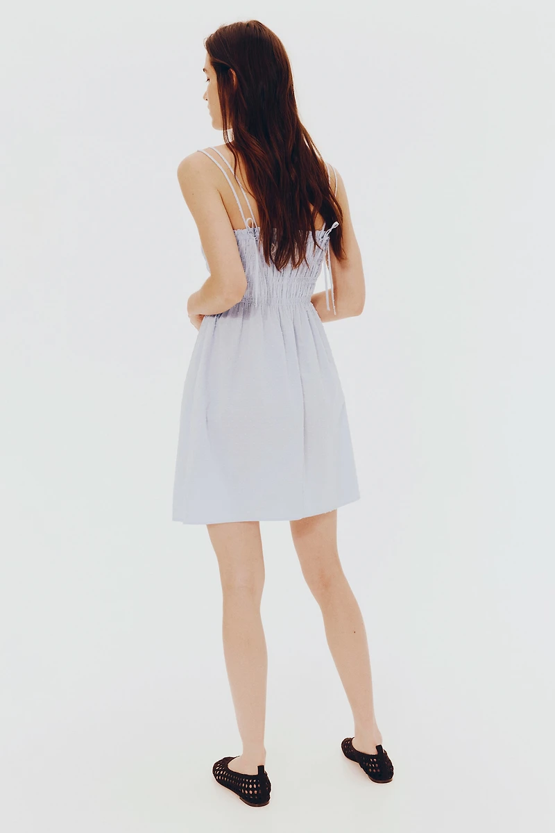 Smocked-Bodice Cotton Dress