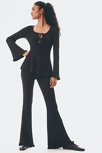 Shimmery Rib-Knit Pants