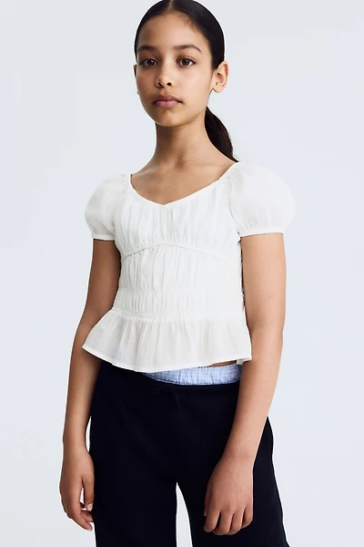 Haut en coton froissé