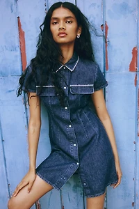 Robe ornementée en denim