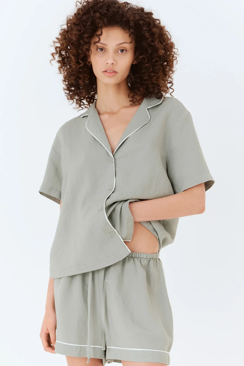 Linen-Blend Pajamas