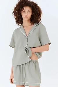 Linen-Blend Pajamas