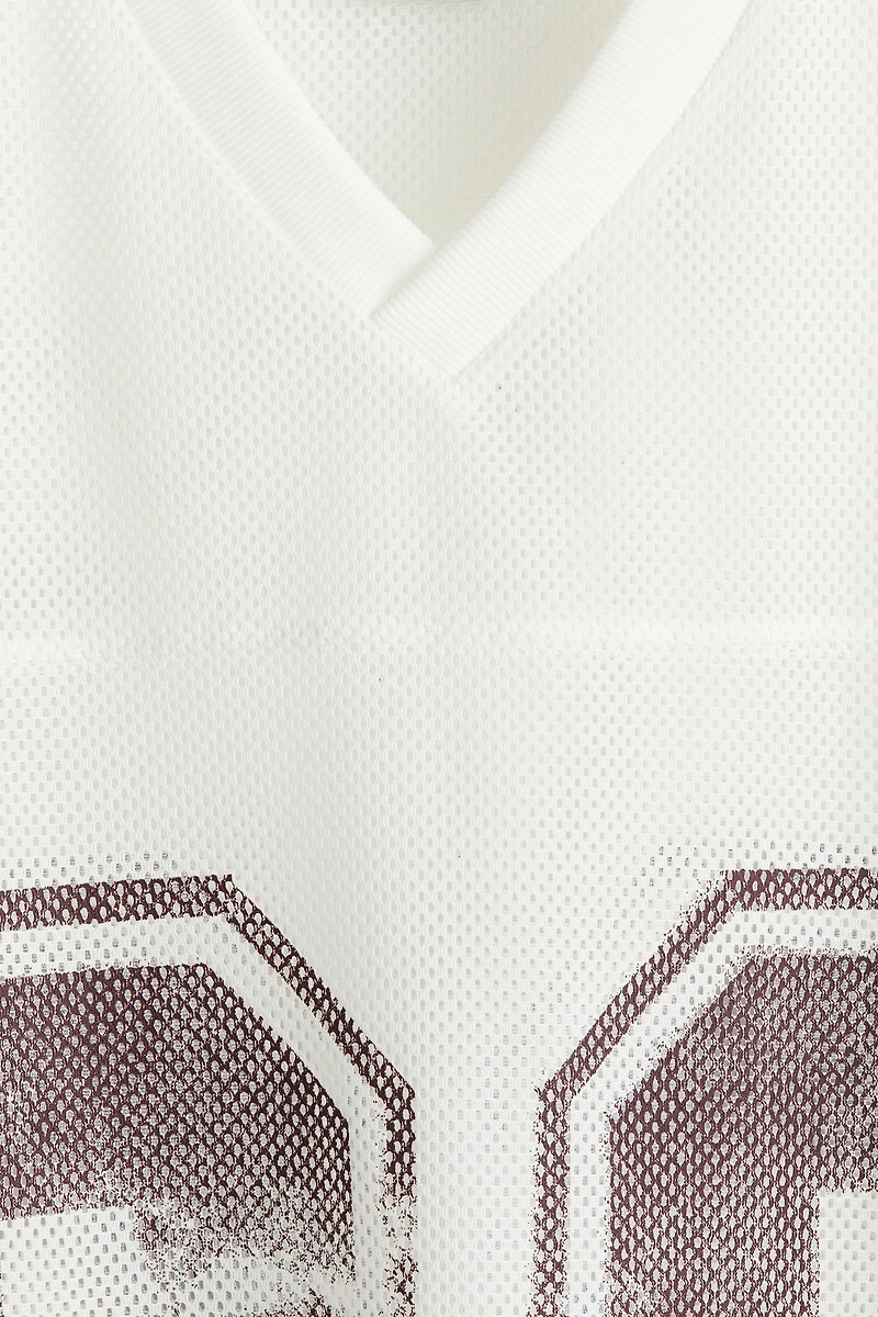 Oversized-Fit Printed Mesh T-Shirt