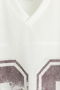 Oversized-Fit Printed Mesh T-Shirt
