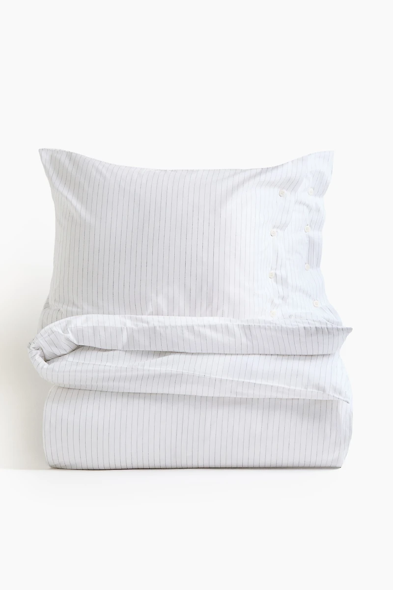 Pinstriped King/Queen Duvet Cover Set