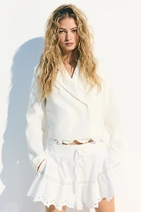 Short Linen-Blend Blazer