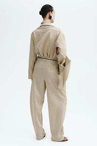 Linen-Blend Barrel Pants