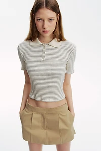 Rib-Knit Polo Shirt