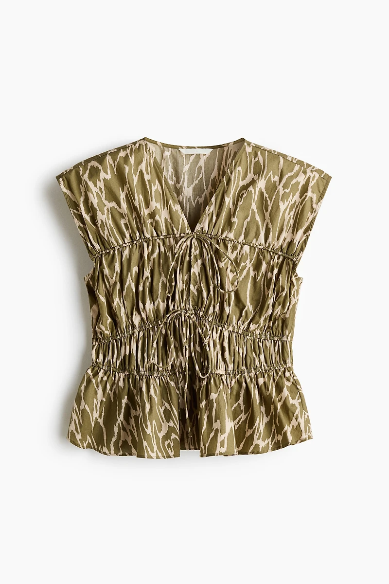 Drawstring Poplin Blouse