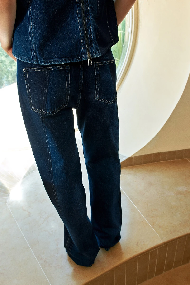 Two-Tone Straight-Leg Jeans