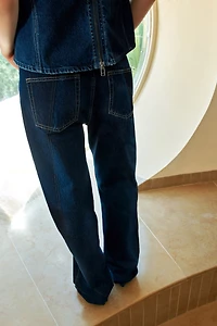 Two-Tone Straight-Leg Jeans