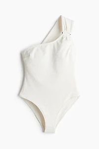 Padded-cup one-shoulder swimsuit