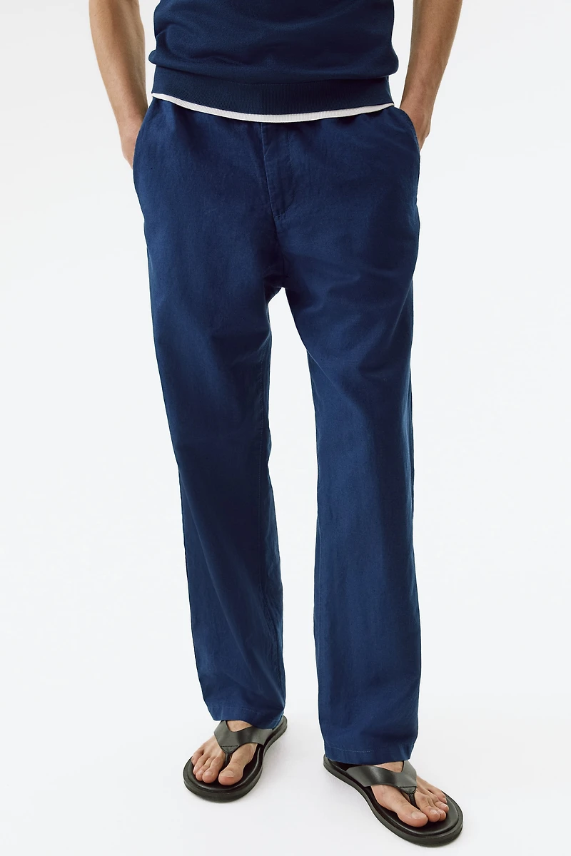 Regular-Fit Linen-Blend Pants