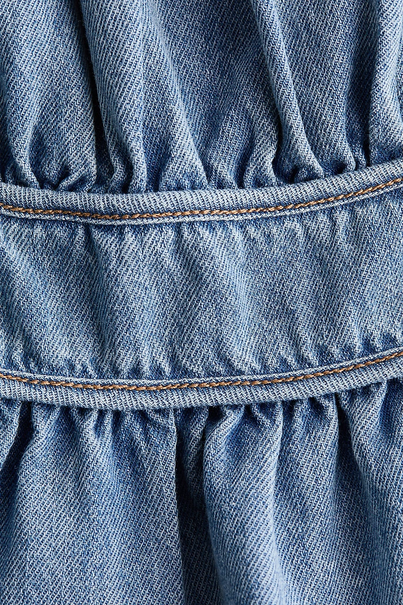 Haut en denim avec bretelles à nouer