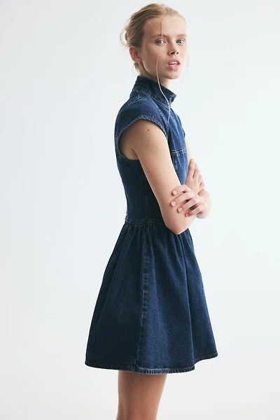 Denim Dress with Flared Skirt