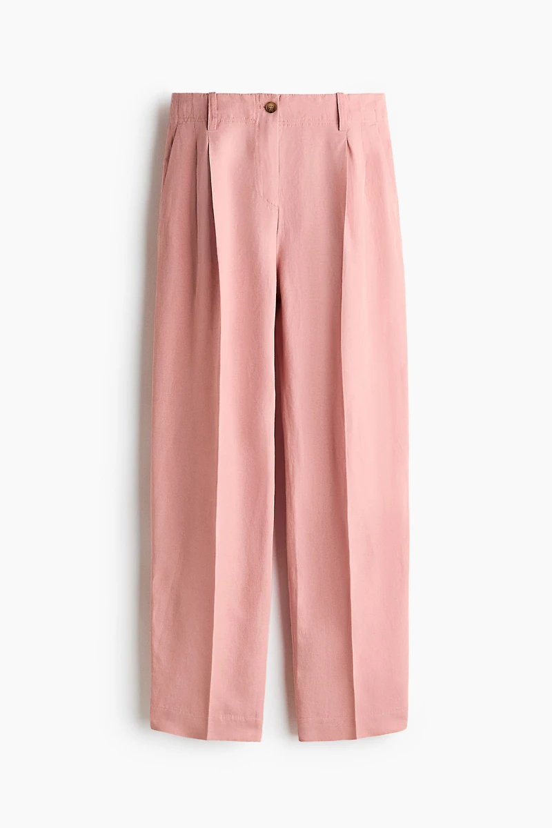 Tapered Linen-Blend Pants