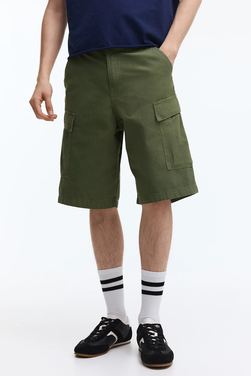 Loose-Fit Cotton Cargo Shorts