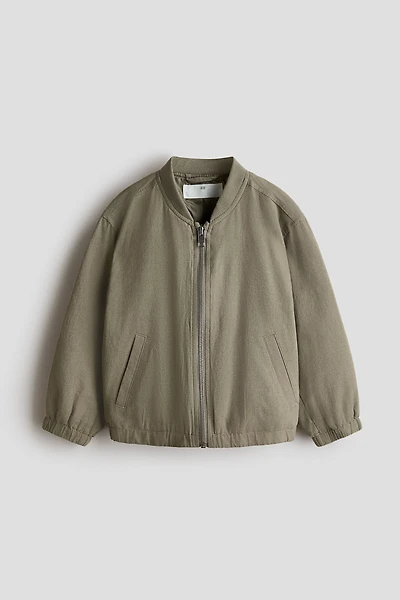 Linen-Blend Bomber Jacket