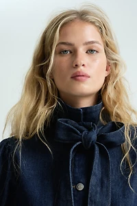 Tie-Detail Denim Dress