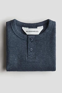 Ribbed Cotton Henley Shirt