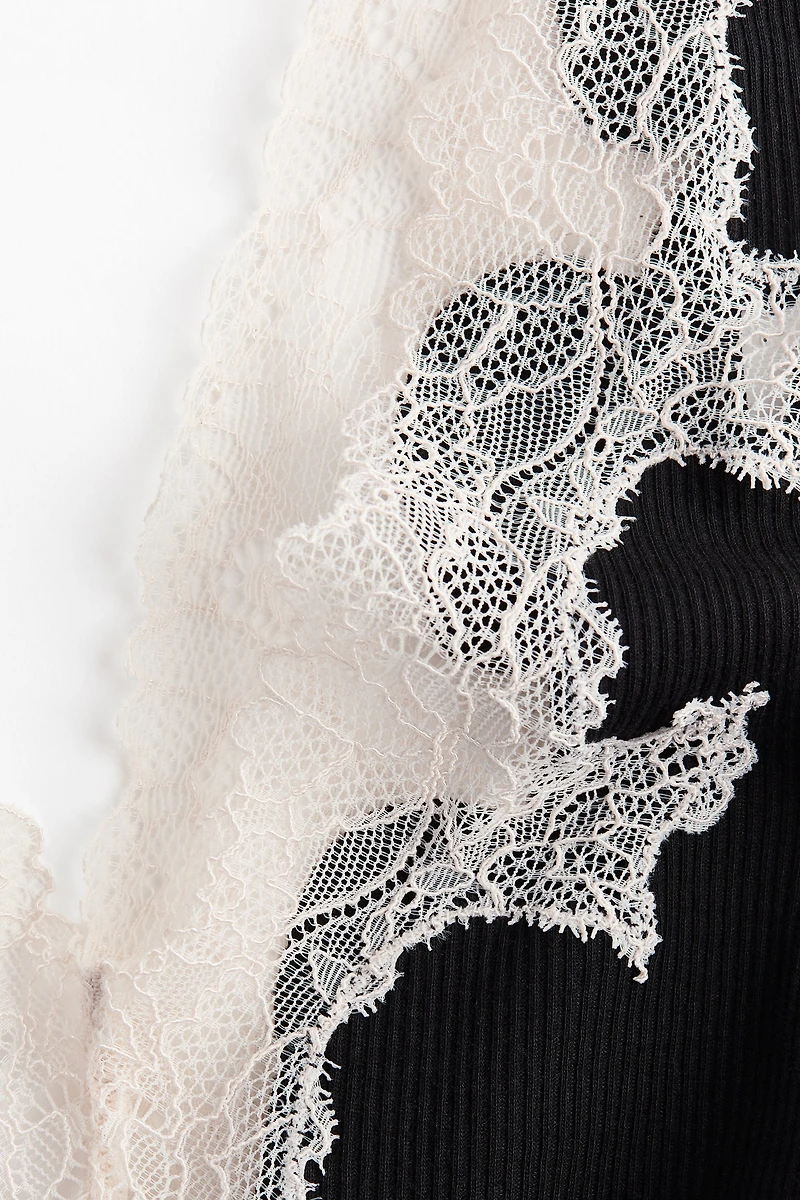 Lace-Trimmed Cotton Bodysuit