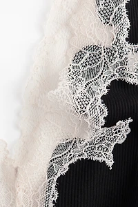 Lace-Trimmed Cotton Bodysuit
