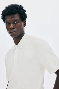 Slim Fit Textured-knit polo shirt