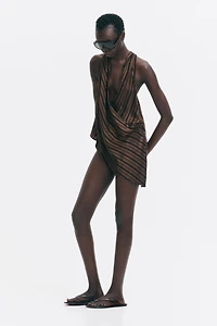 Jacquard-Weave Wrap Top