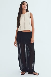 Blouse froissée avec dentelle