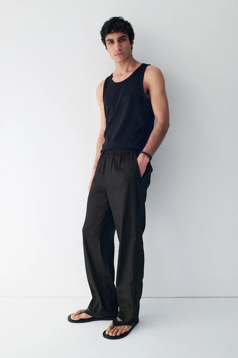 Easy Care Loose-Fit Linen-Blend Pants