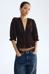 Smocked-Waist Blouse