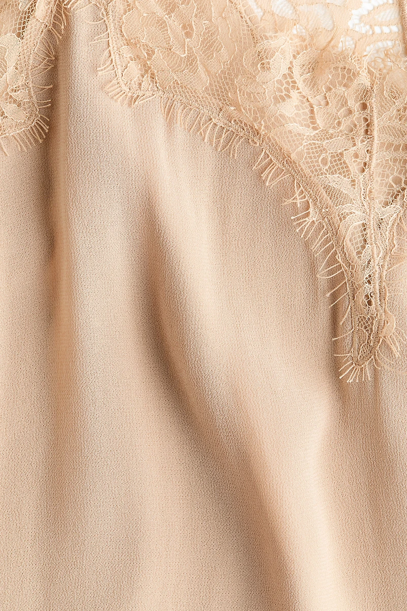 Lace-Trimmed Viscose Top