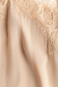 Lace-Trimmed Viscose Top