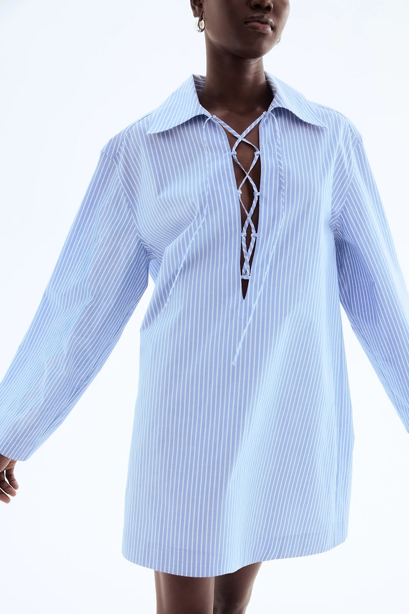 Lace-Up Shirt Dress