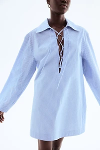 Lace-Up Shirt Dress