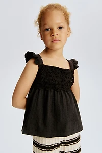 Ruffle-Trimmed Cotton Top