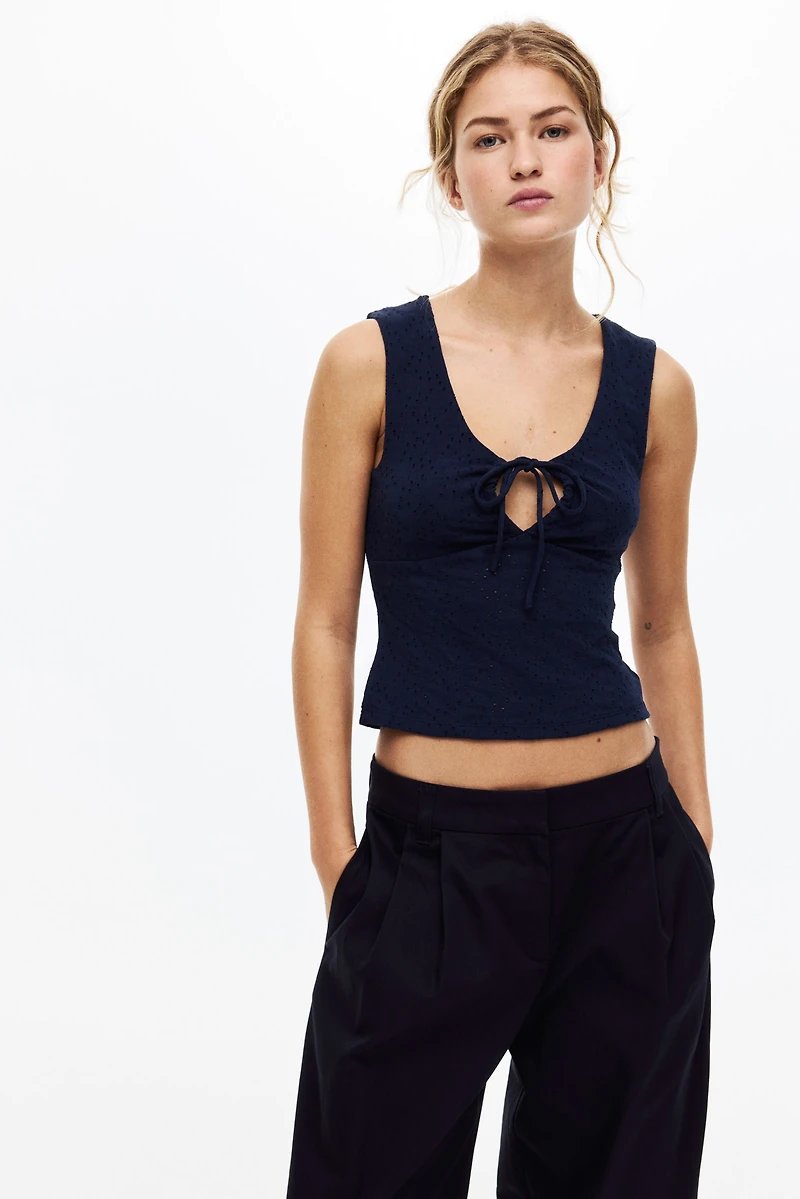 Pointelle-Knit Top